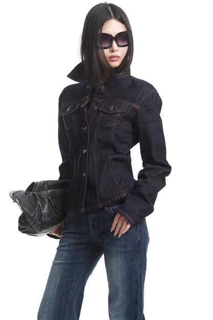 American Retro Long-Sleeve Denim Top