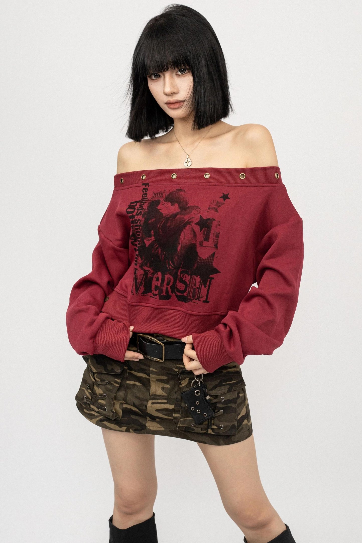 American Monogram One-Shoulder Top