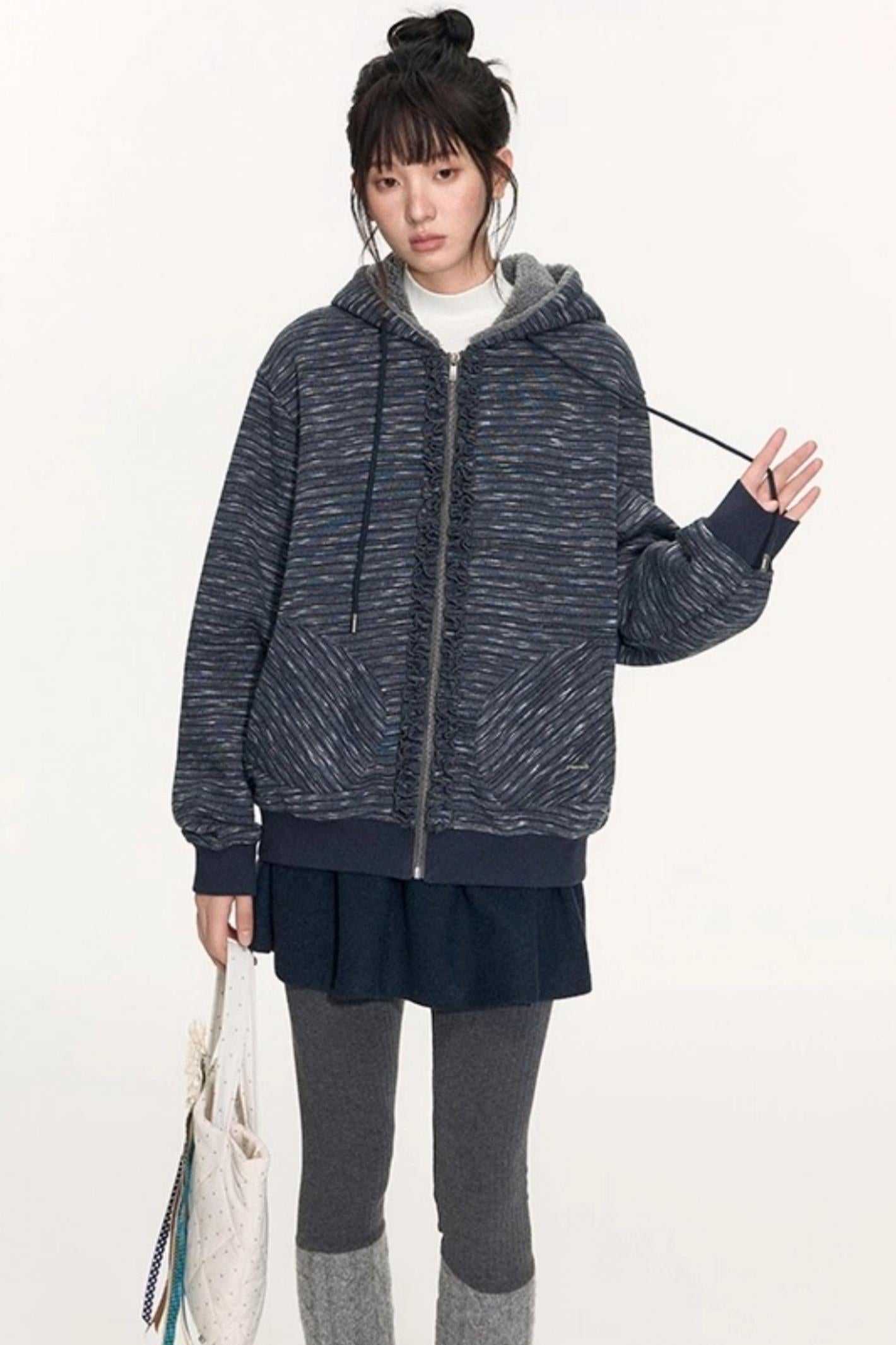 Fungus Edge Lambswool Hooded Cardigan