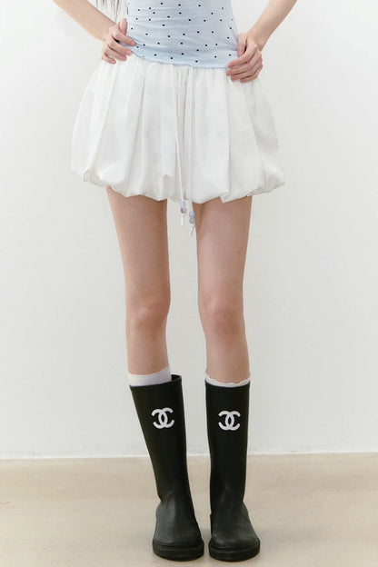 White Acetate Satin A-Line Skirt