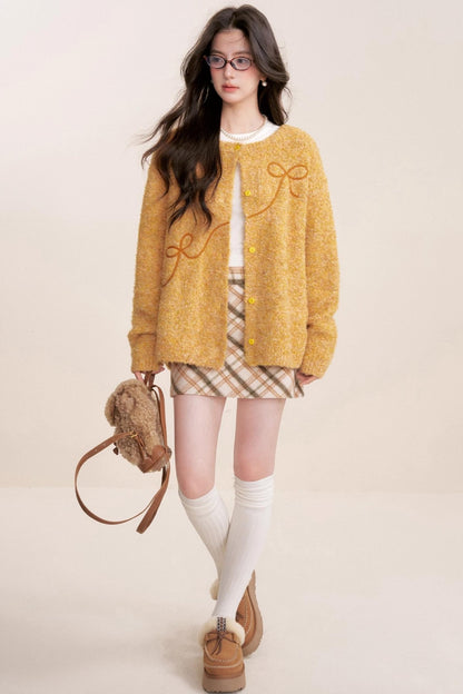 Sunset Velvet Bow knot Cardigan