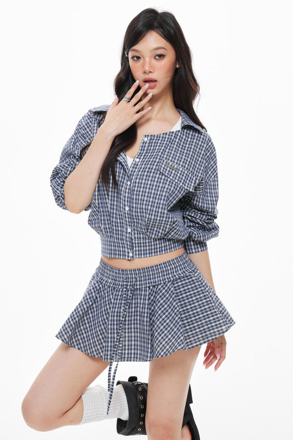 Blue Plaid Skirt Set-Up