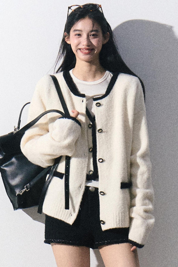 니트 카디건 조끼 세트업 