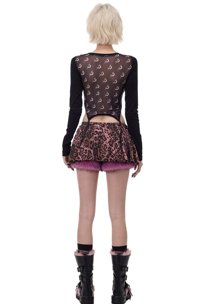 Pink Leopard Ultra-Short Skirt Pants