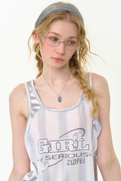 Sporty Gray Lace Tank