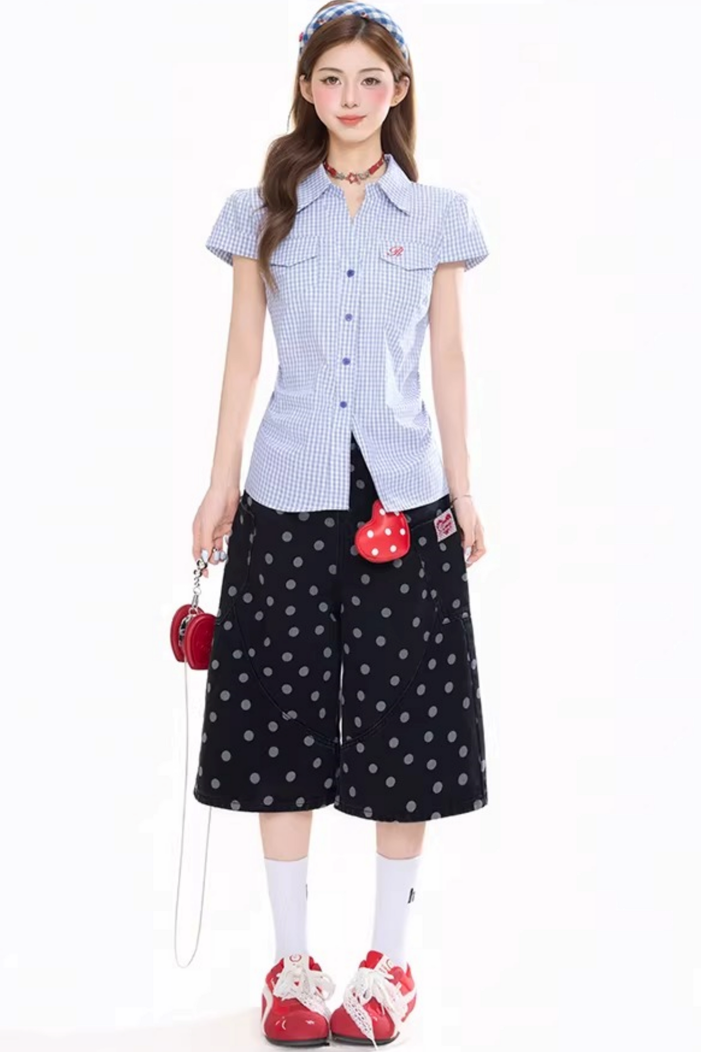 땡땡이 크롭 팬츠