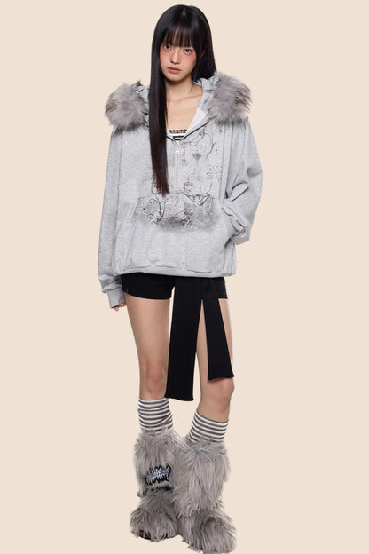 Graphic Print Luxury Hoodie Top