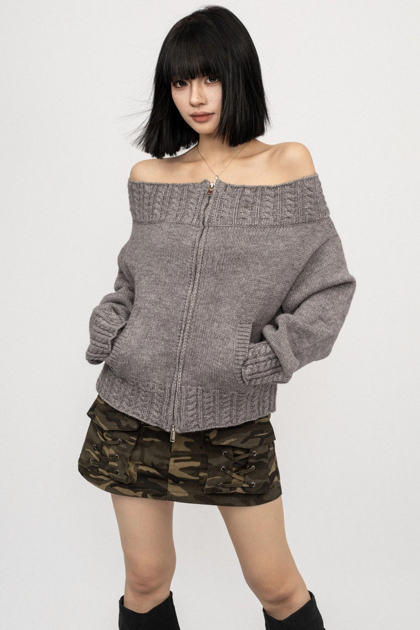 Retro Spice One-Shoulder Sweater