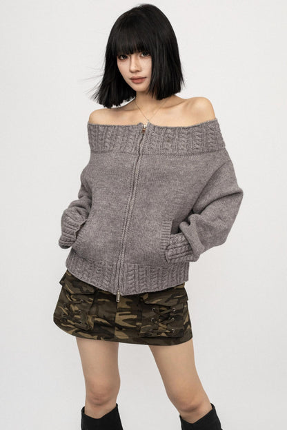 Retro Spice One-Shoulder Sweater