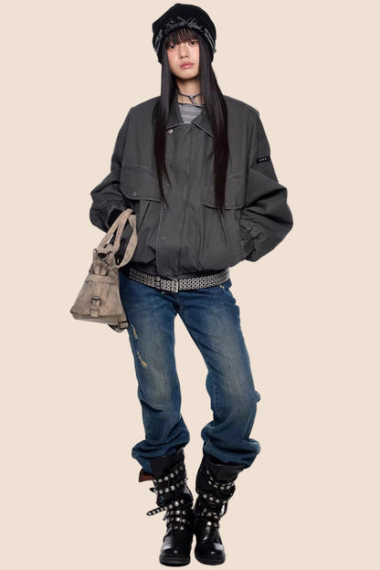 Retro gewaschene Jeansjacke