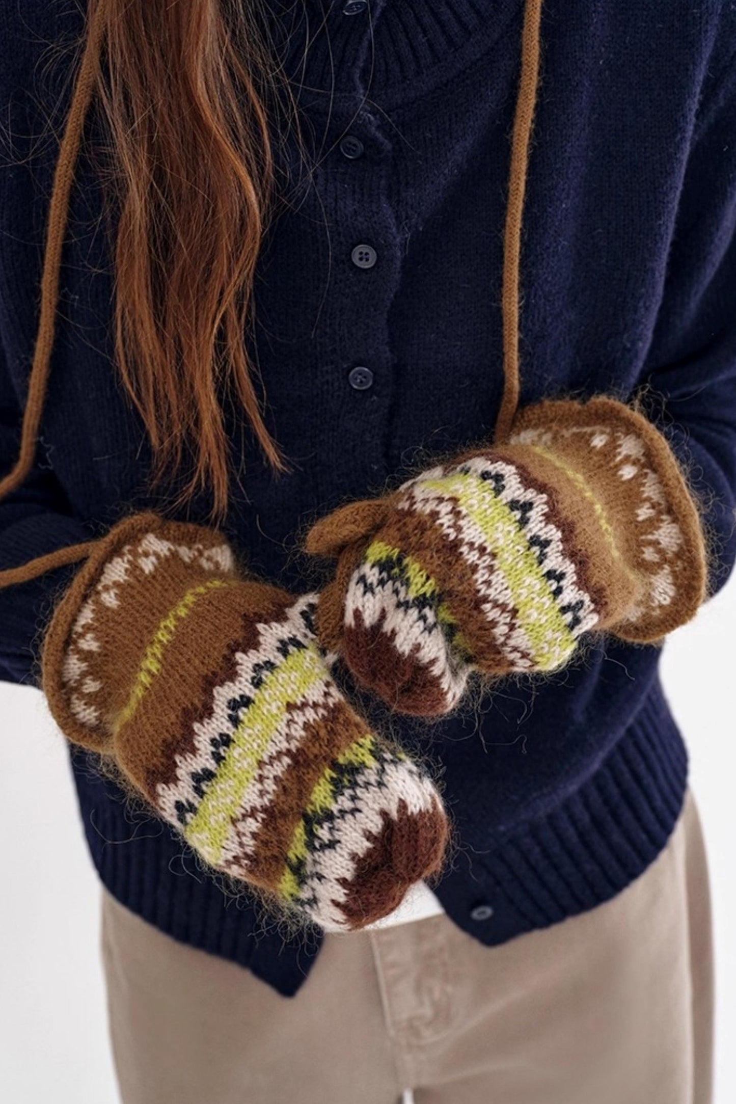 Mohair Fair Isle Knit Gloves