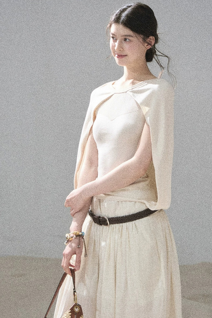 Hollow-Out Shawl Top