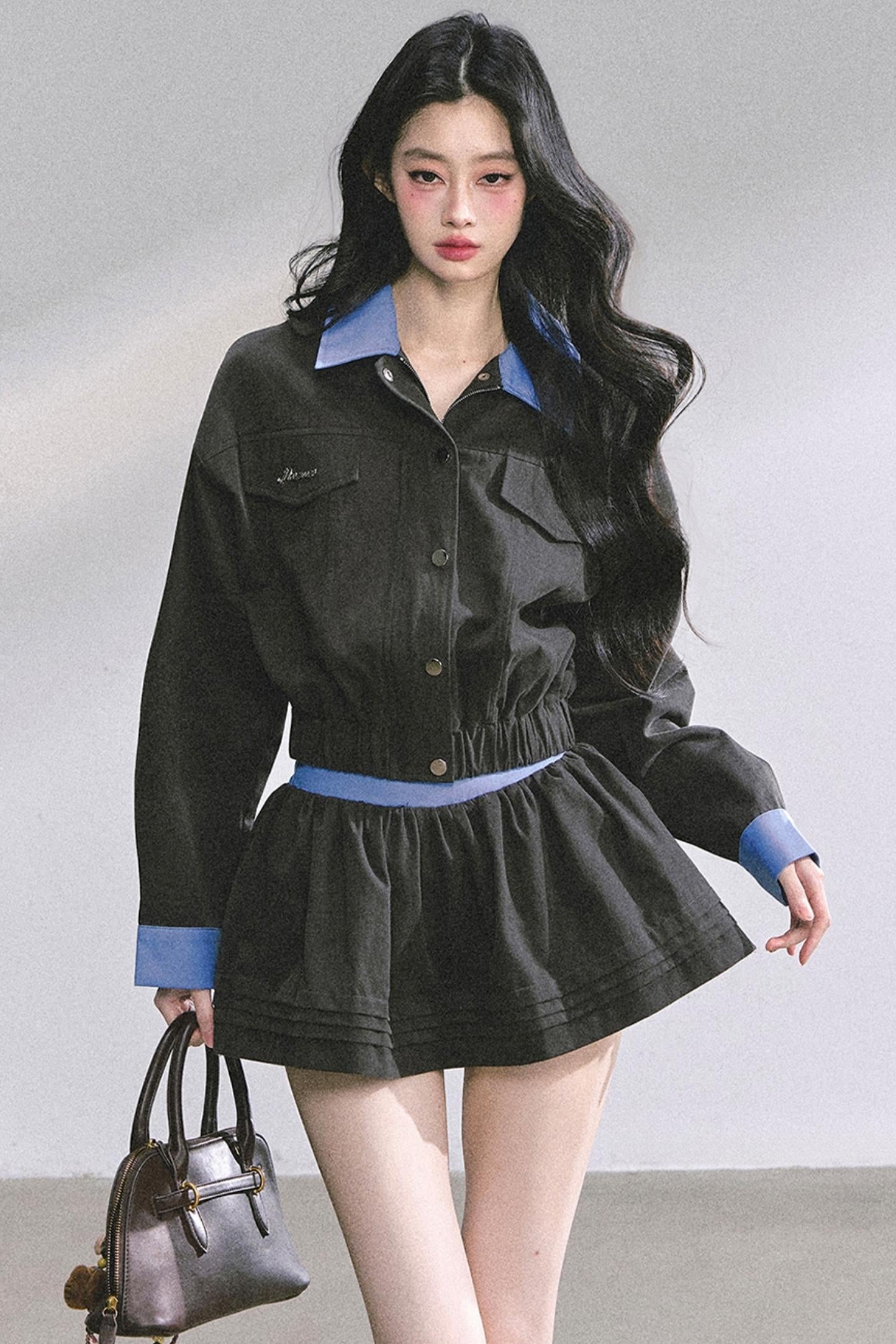 Womens Coat & Short Skirt Set-Up