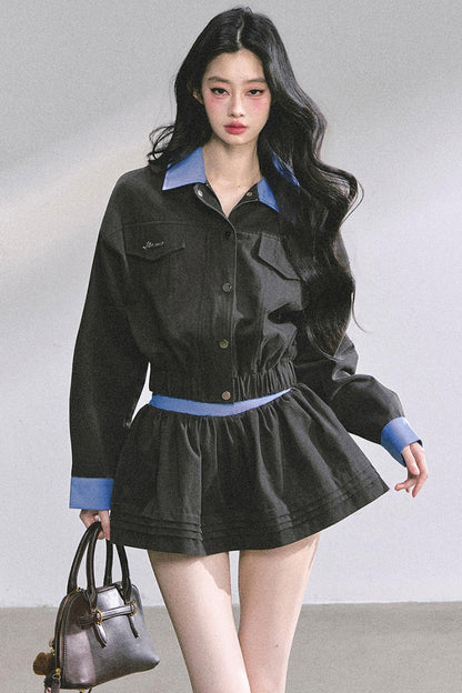 Womens Coat & Short Skirt Set-Up