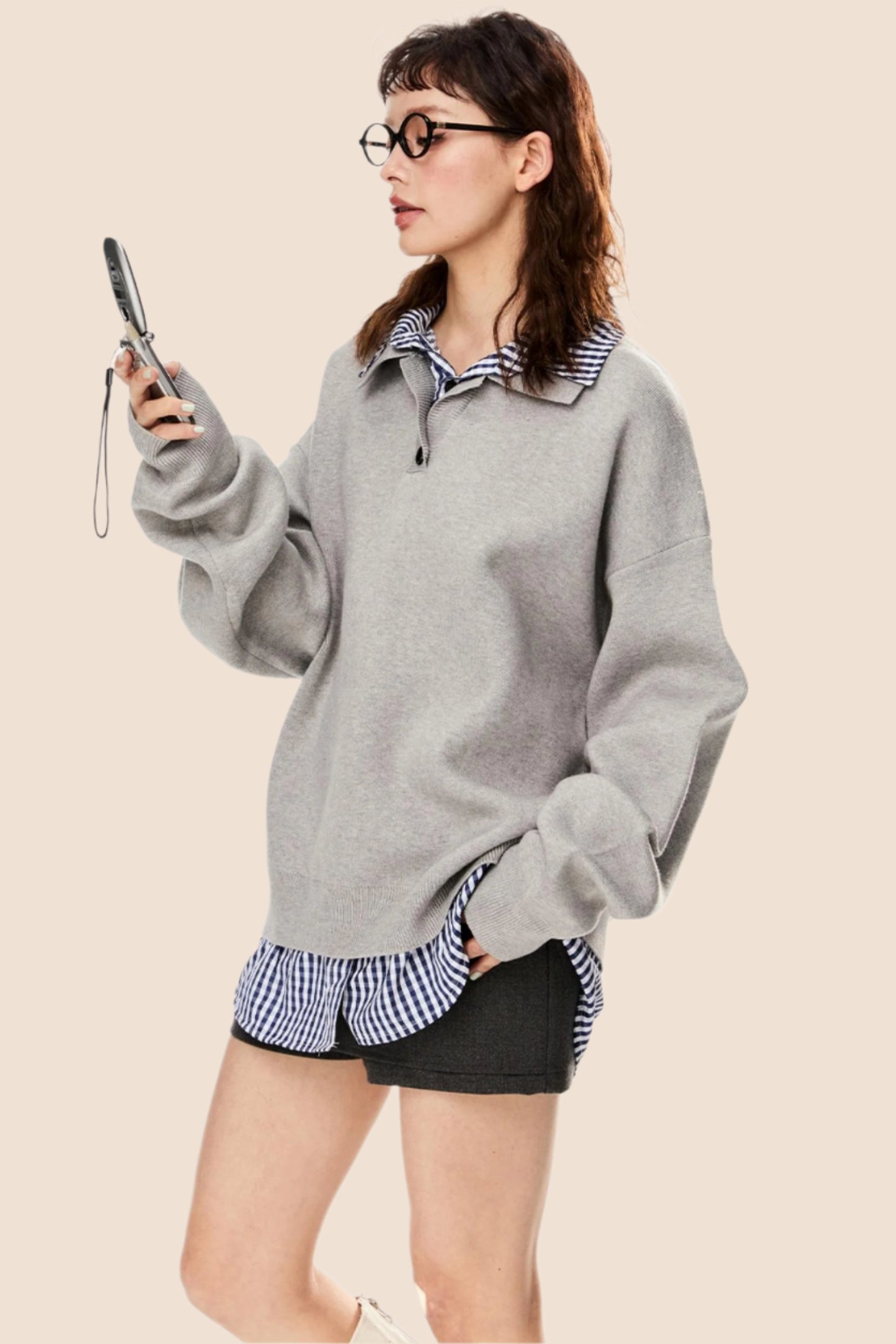 American Loose Fit Polo Sweater Top