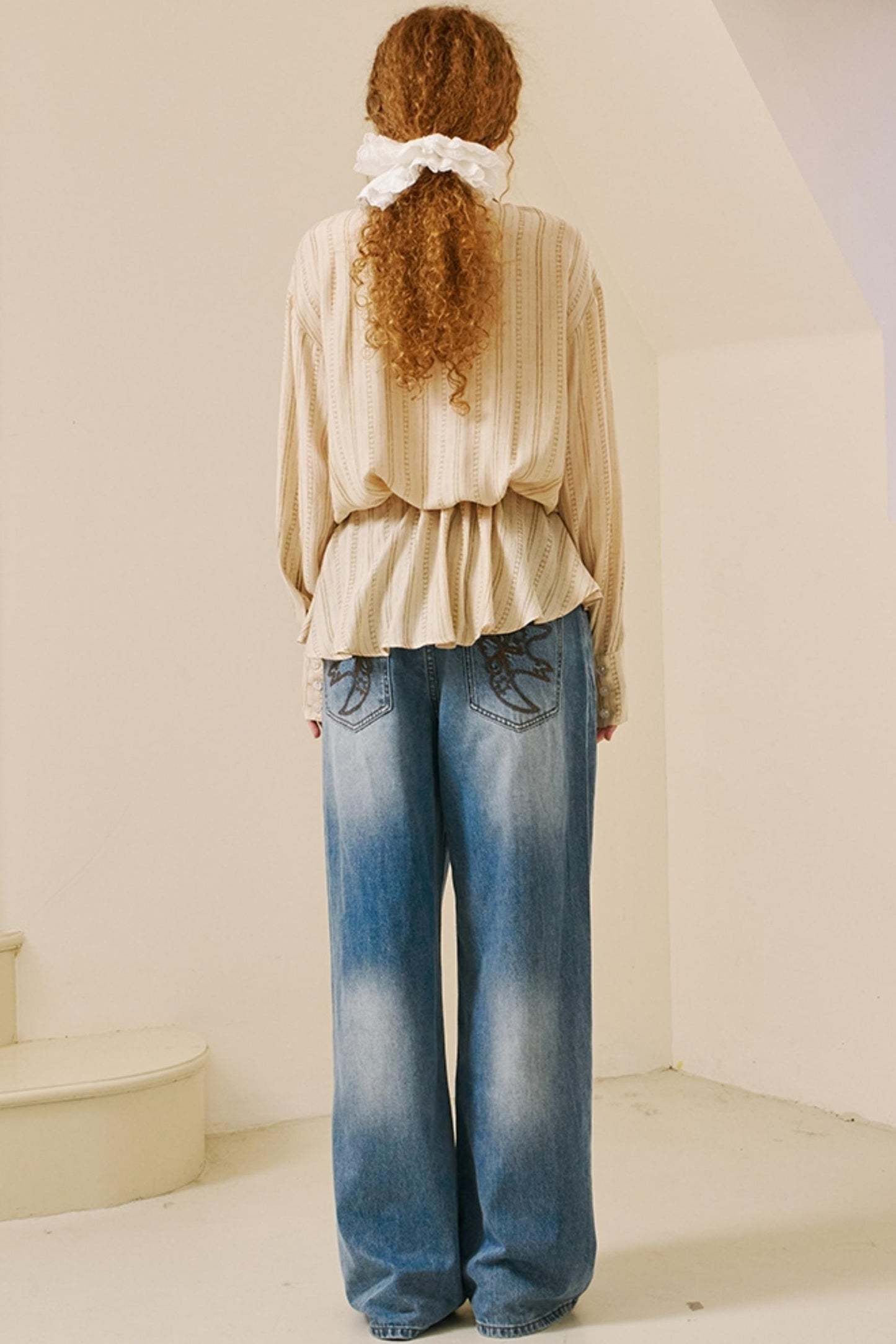 Vintage Lace-Trimmed Drawstring Shirt