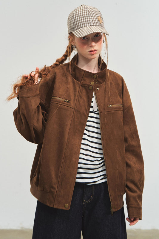 Vintage Suede Baseball Jacket