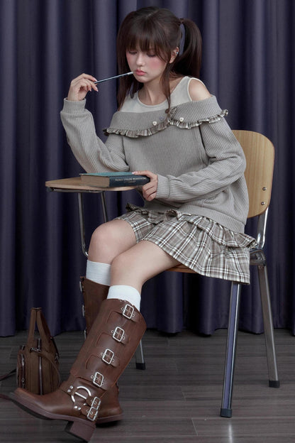 Patchwork Brown Plaid Dress