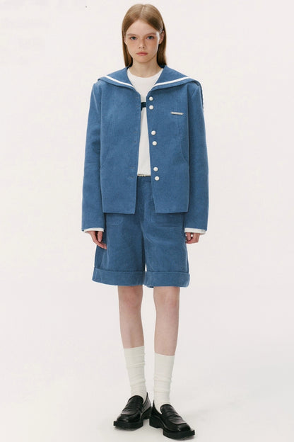 Navy Collar Corduroy Jacket