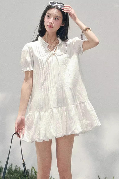 Plaid Puff Sleeve Dress