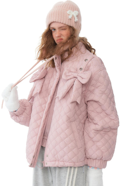 Winter Pink Bow Design Coat