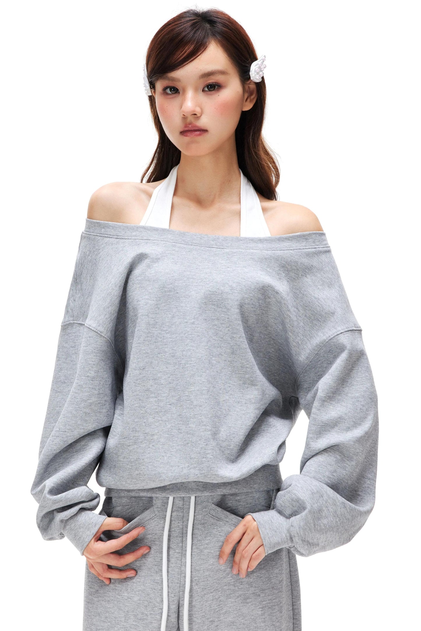 Halter Neck Pullover Sweater Set-Up
