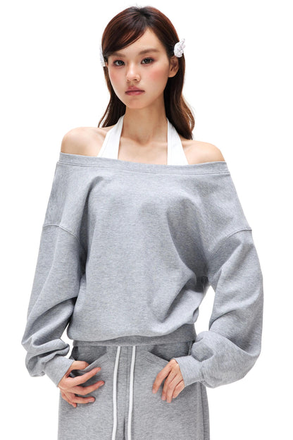 Halter Neck Pullover Sweater Set-Up