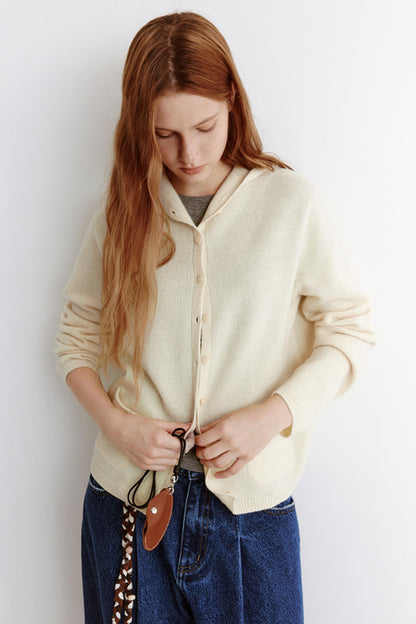 Soft Cashmere Hooded Knitted Cardigan