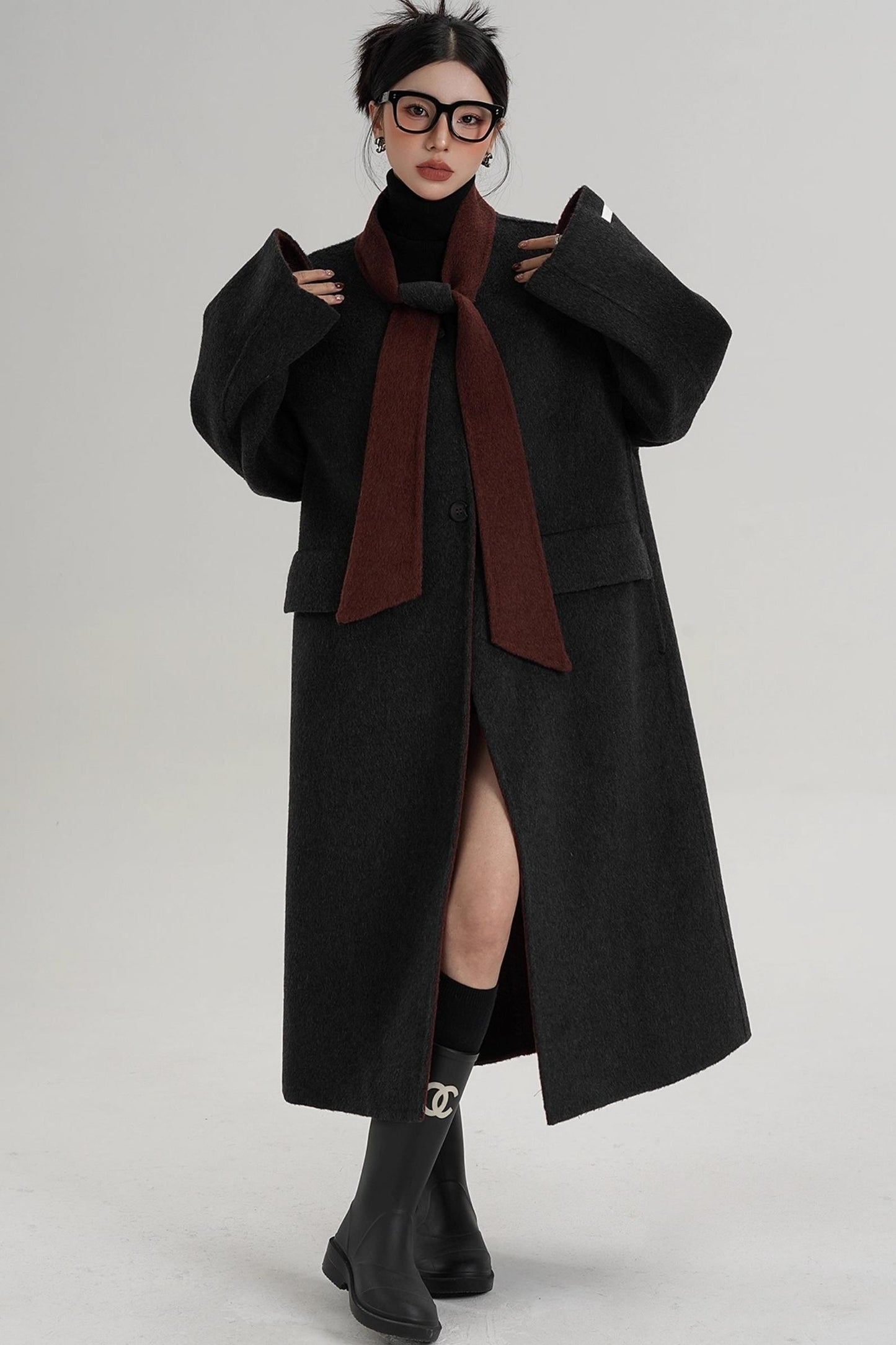 Reversible Contrast Wool Coat