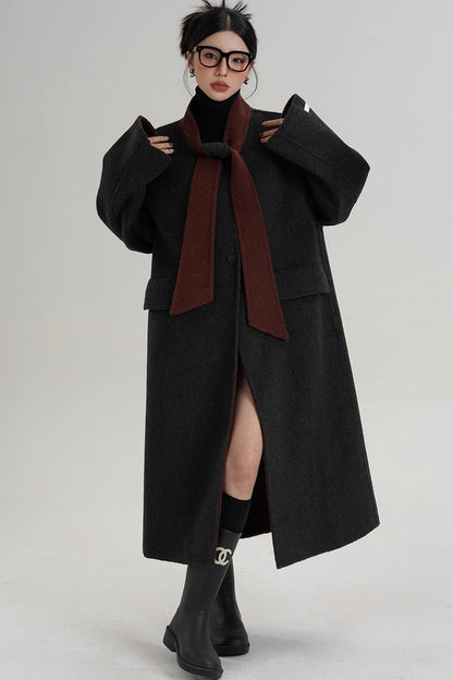 Reversible Contrast Wool Coat