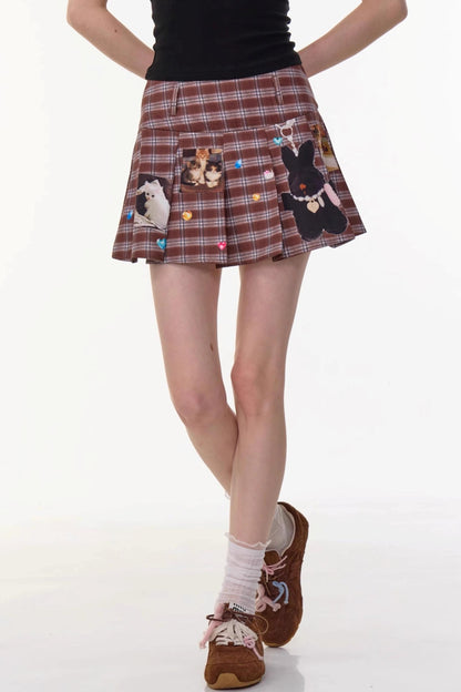 Plaid High-Waist Bustier Skirt