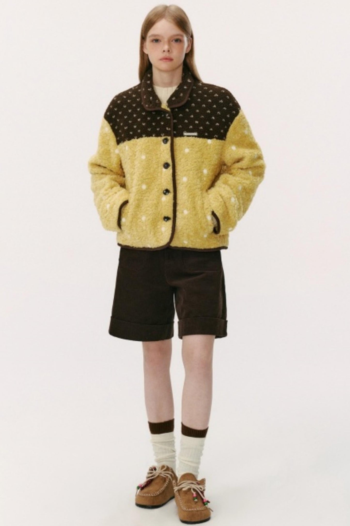 Lambswool Polka Dot Patchwork Jacket