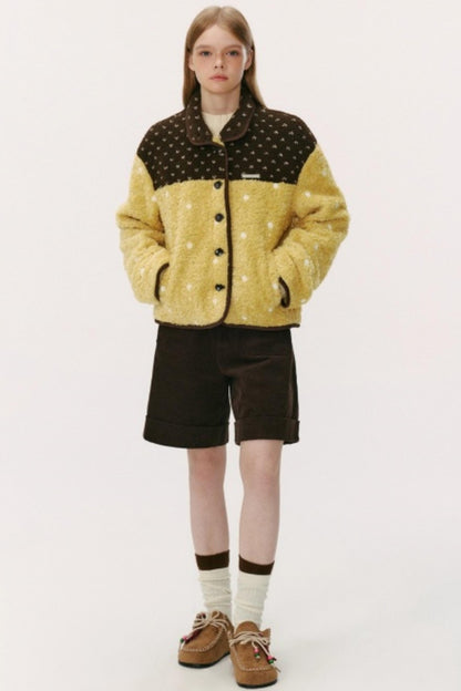 Lambswool Polka Dot Patchwork Jacket