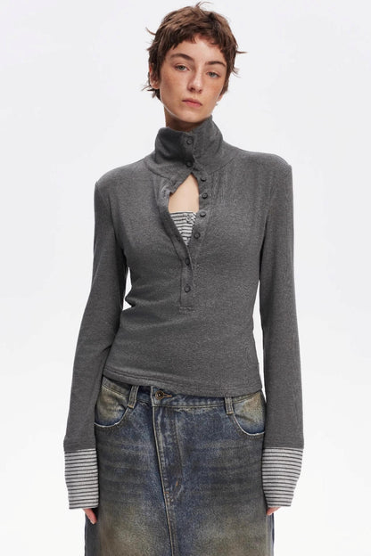 Henry Collar Knitted Top