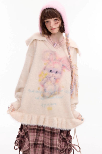 Pleated Hem Drawstring Sweater