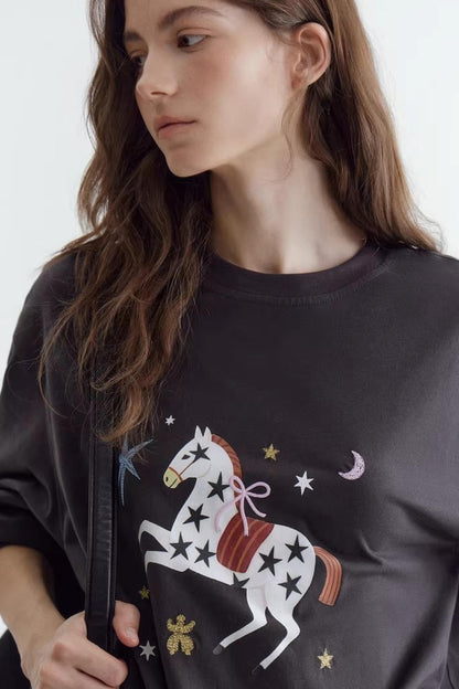 Star Pony Embroidered T-Shirt