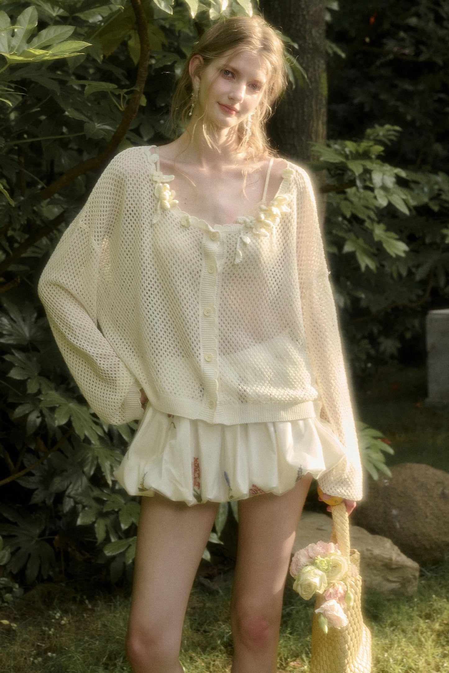 Galaxy Ice Silk Hollow Cardigan