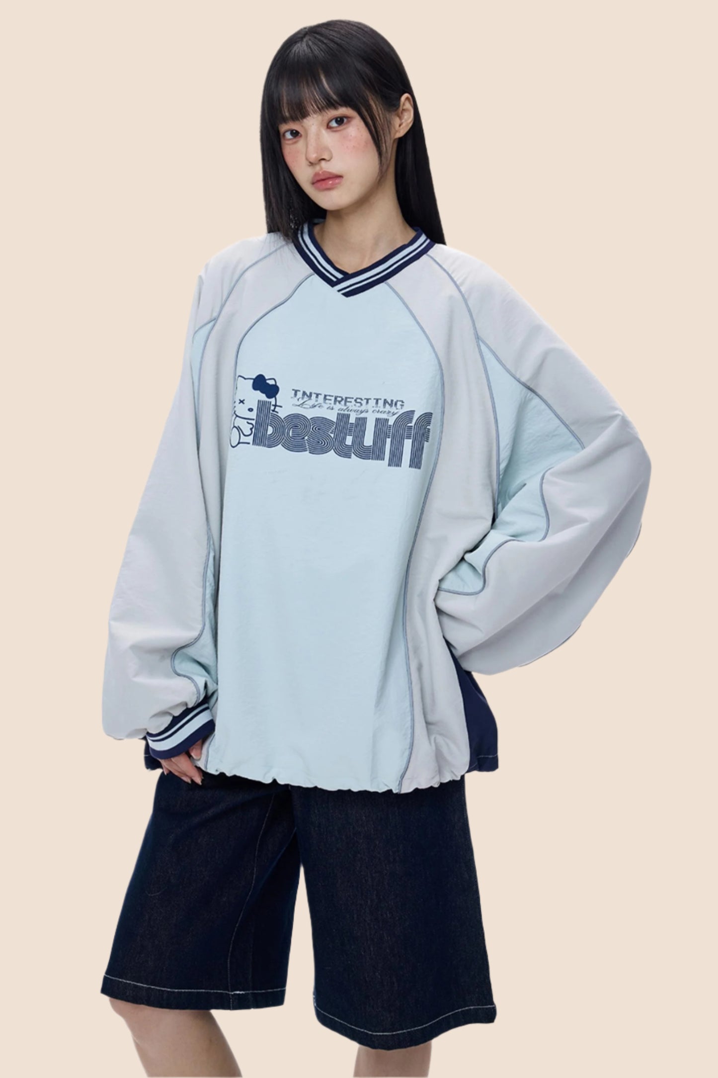 Monogram V-Neck Jersey Sweatshirt