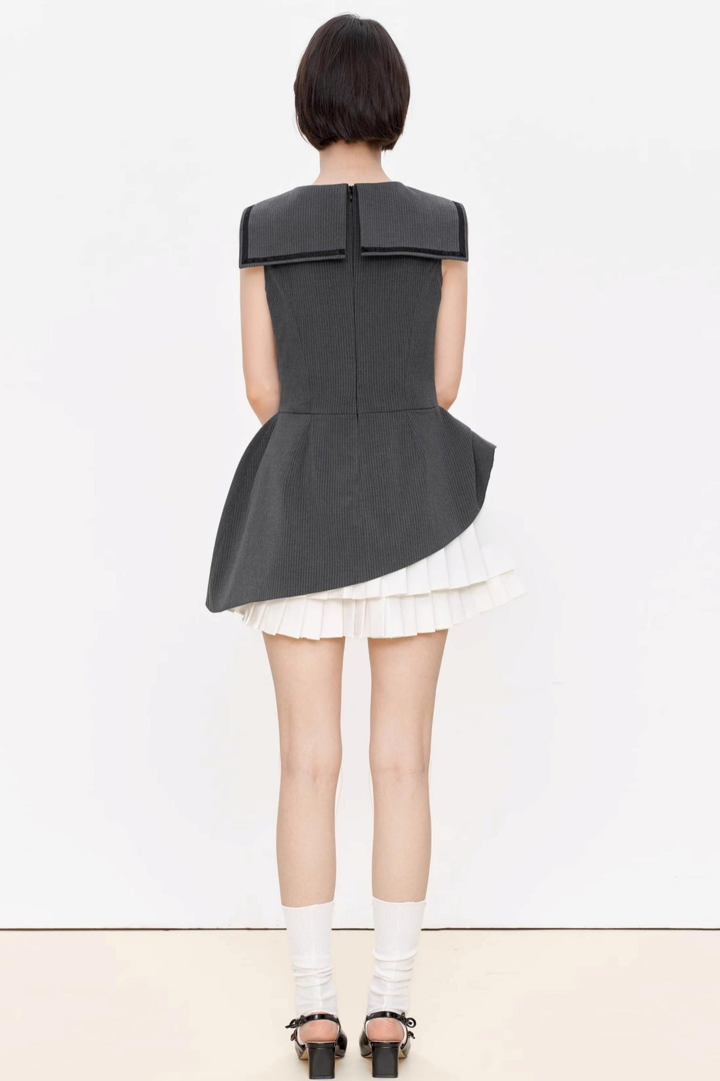 Positive Navy V-Neck A-Line Dress