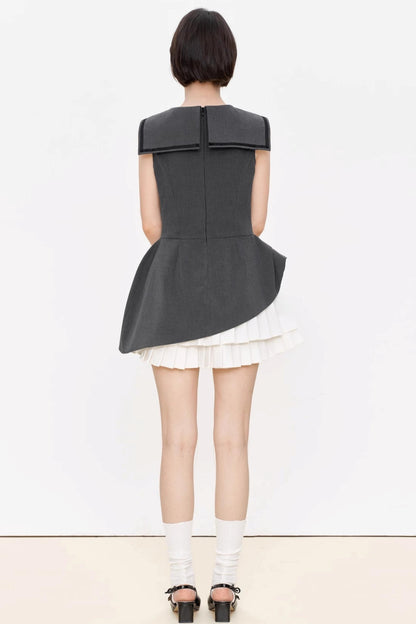 Positive Navy V-Neck A-Line Dress