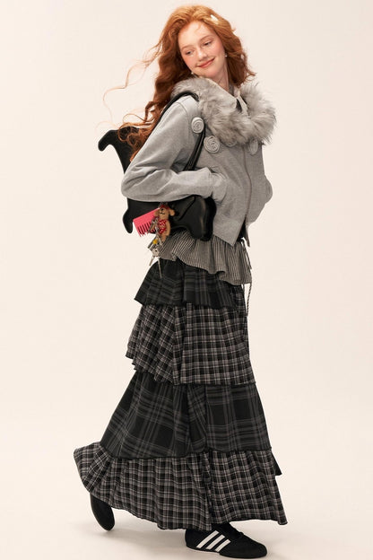 Detachable Fur Collar Double Zipper Jacket