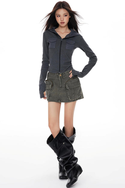 Slim Fit Cropped Hoodie Top