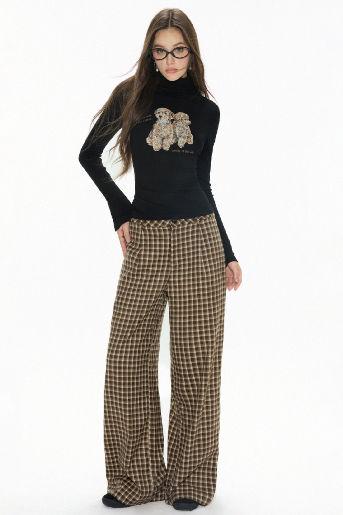 Retro Plaid Straight Pants