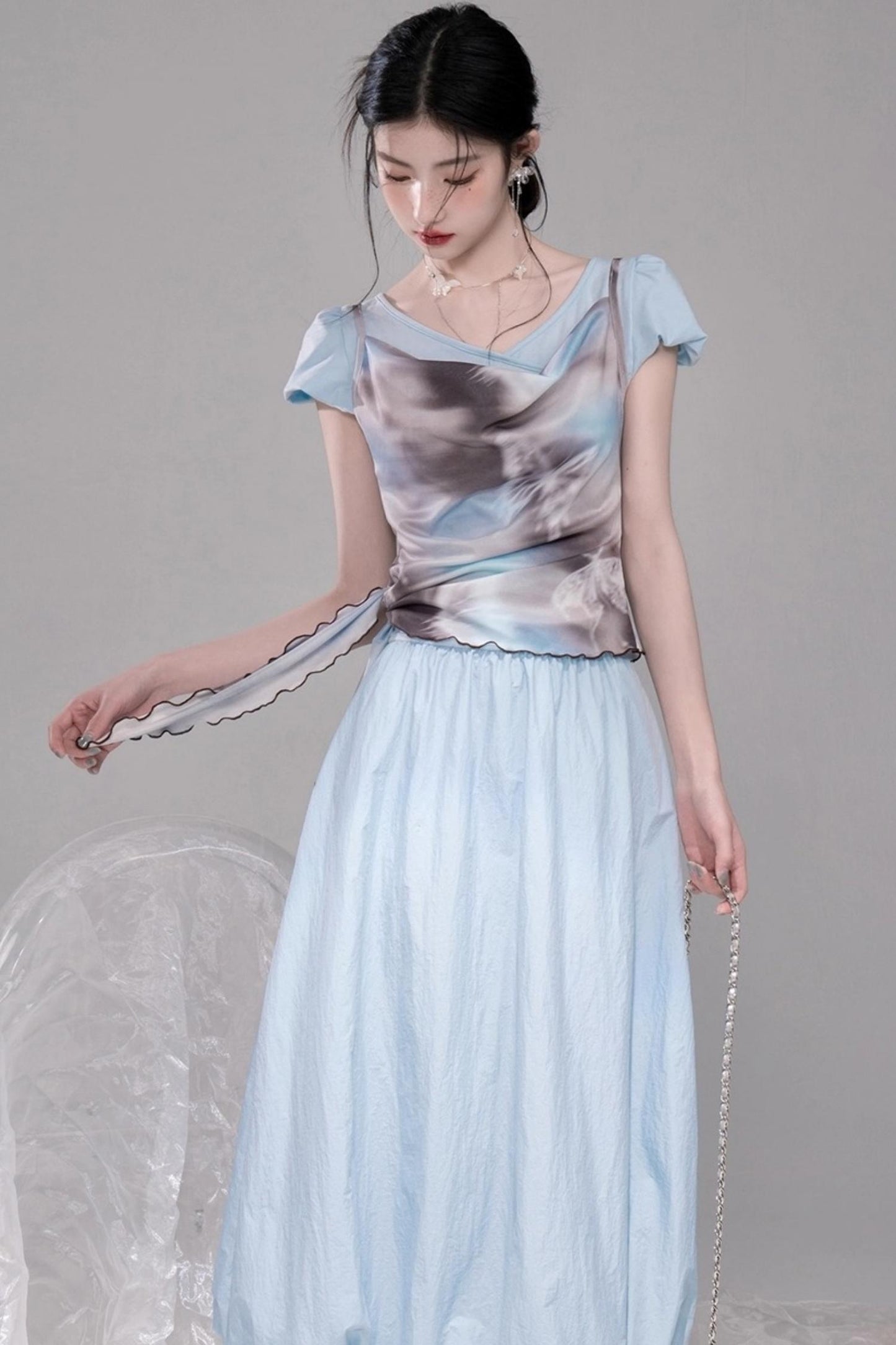 Twilight Sky Blue Swing Dress Set-Up