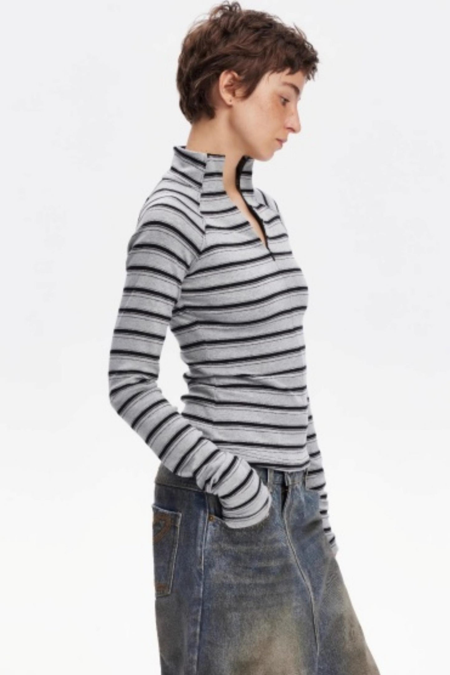Vintage Striped Slim Knit Top