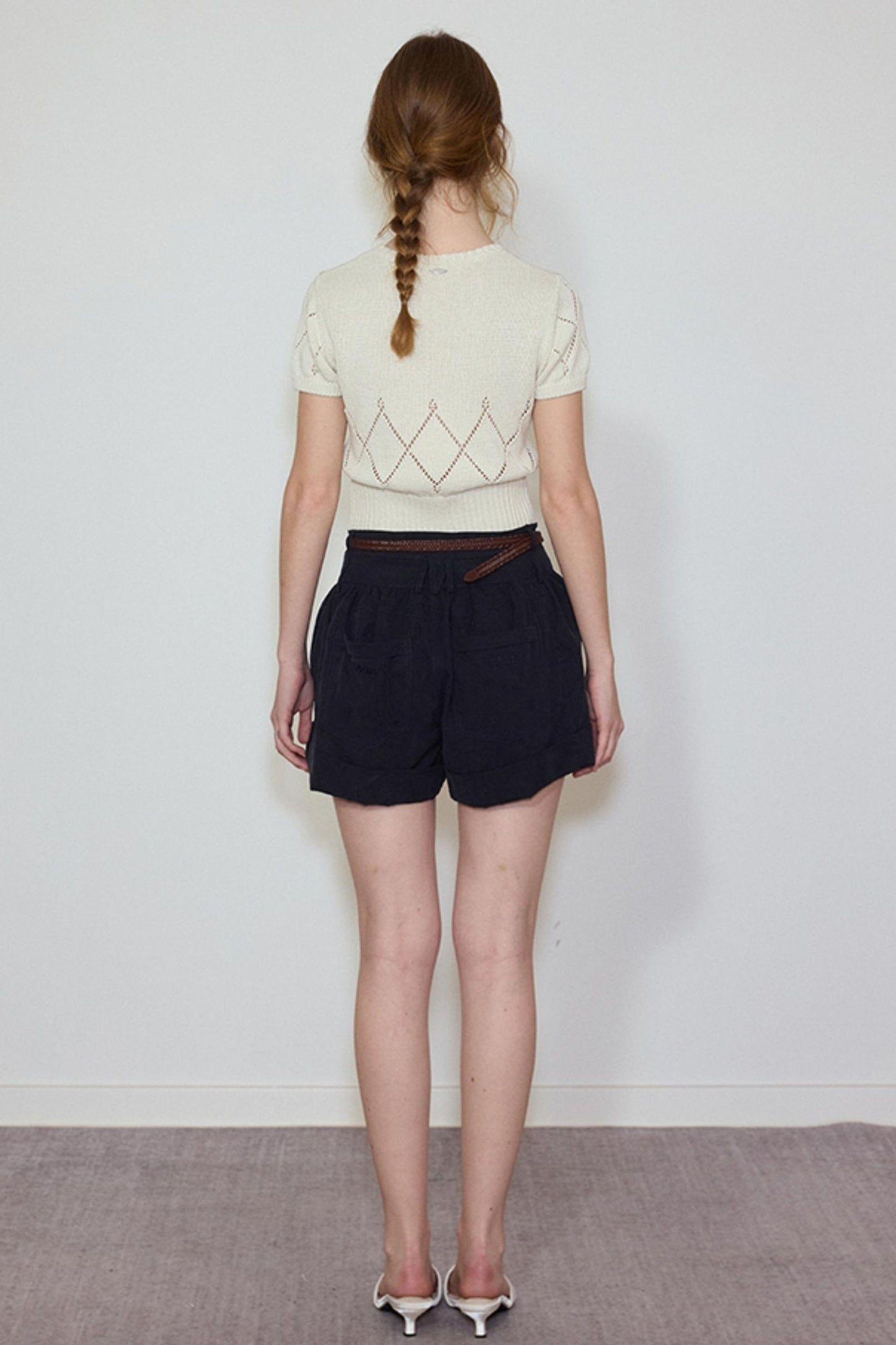 White- Navy Knit Tee