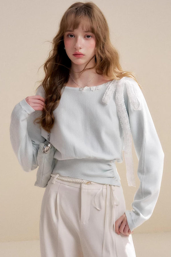 Romantic Lace Off-Shoulder Knit Sweater