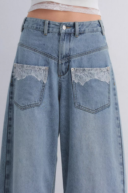 Retro Lace Patchwork Jeans
