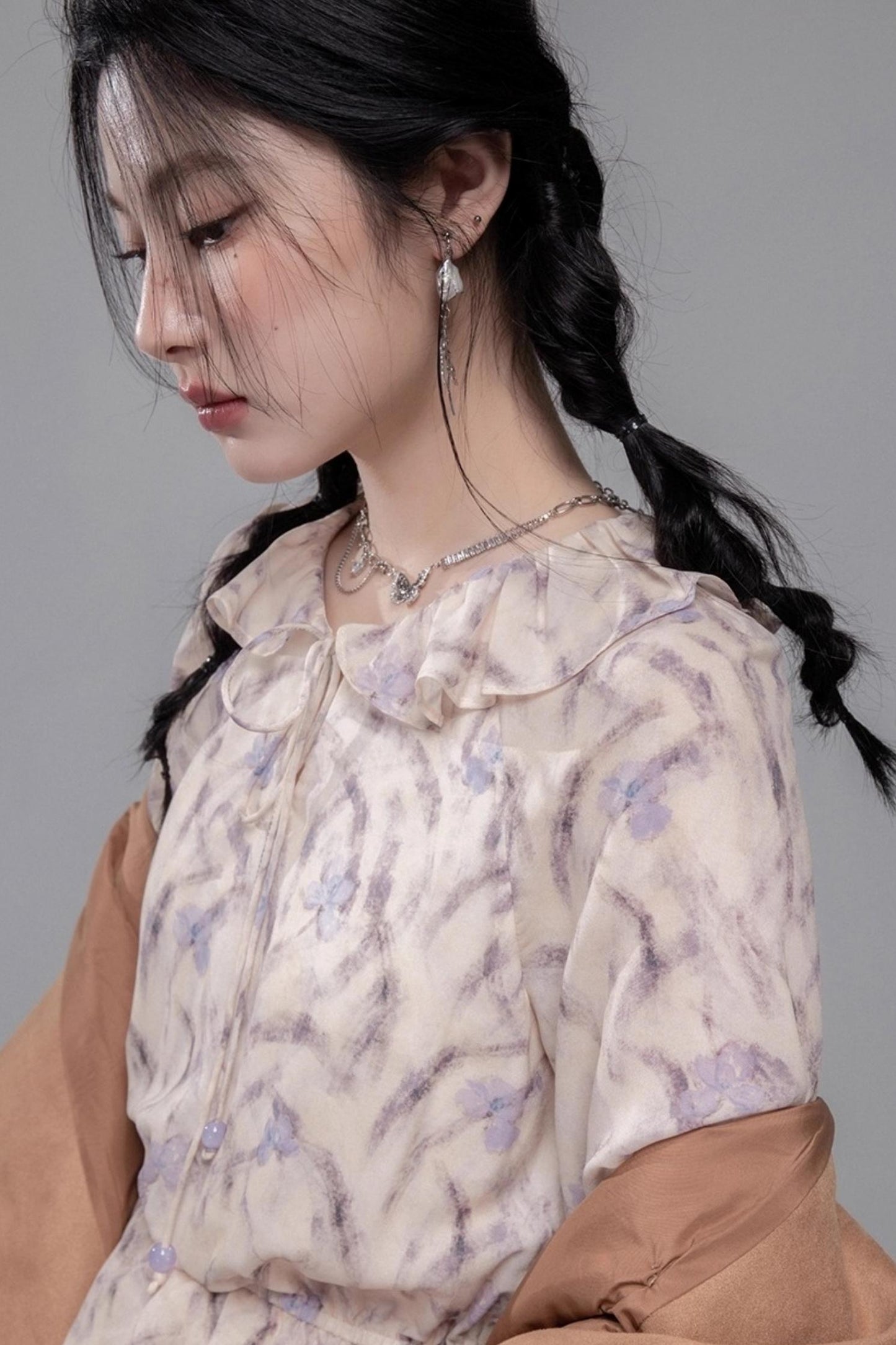 Lilac Irregular Lace Hem Dress