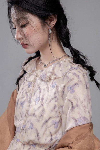 Lilac Irregular Lace Hem Dress